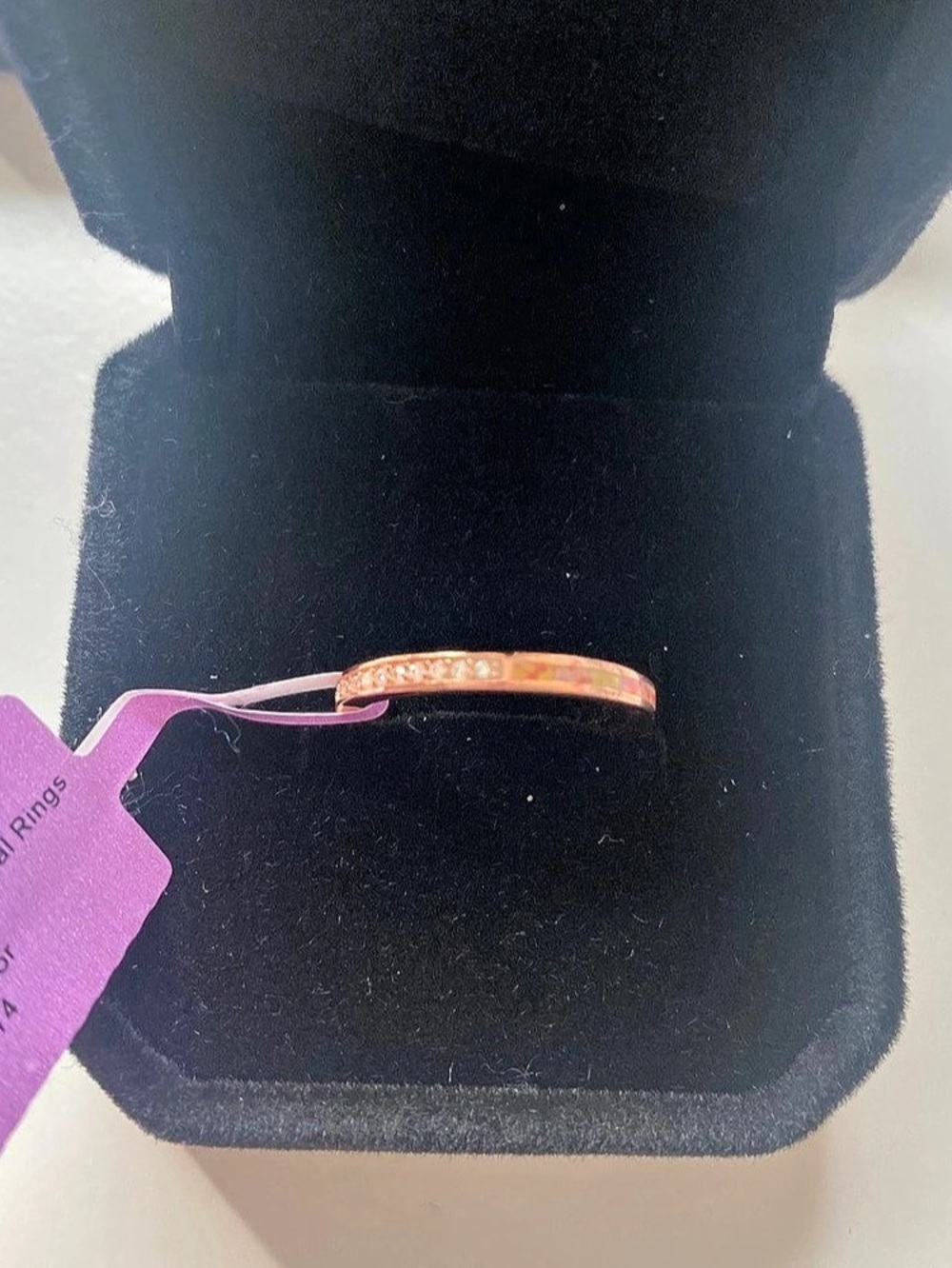 Moissanite and Opal Rose Gold Plated Ring Size 5
